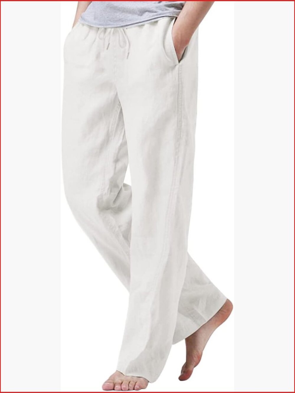 Linen Cotton Pants Elastic Drawstring Waist Yoga Pajama